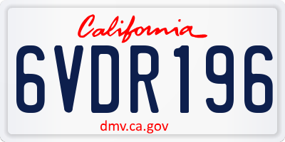 CA license plate 6VDR196