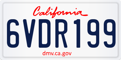 CA license plate 6VDR199