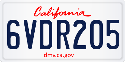CA license plate 6VDR205