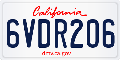 CA license plate 6VDR206