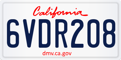 CA license plate 6VDR208