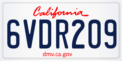 CA license plate 6VDR209