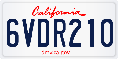 CA license plate 6VDR210