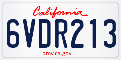 CA license plate 6VDR213