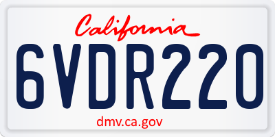 CA license plate 6VDR220