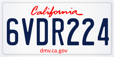 CA license plate 6VDR224