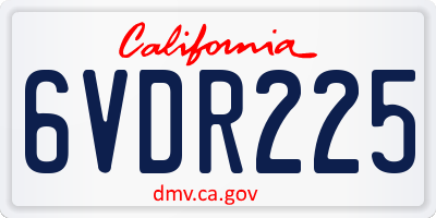 CA license plate 6VDR225