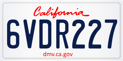 CA license plate 6VDR227