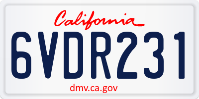 CA license plate 6VDR231