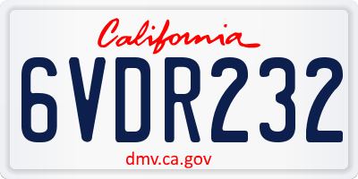 CA license plate 6VDR232