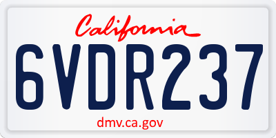 CA license plate 6VDR237