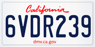 CA license plate 6VDR239