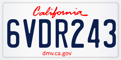 CA license plate 6VDR243