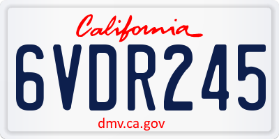 CA license plate 6VDR245