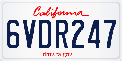 CA license plate 6VDR247