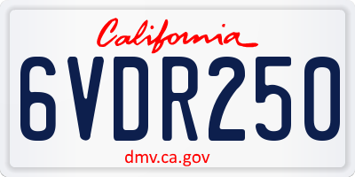 CA license plate 6VDR250