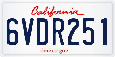 CA license plate 6VDR251