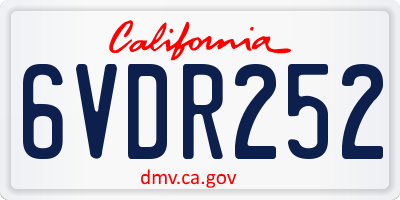 CA license plate 6VDR252