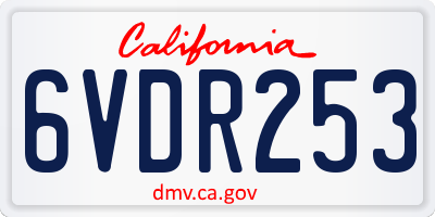 CA license plate 6VDR253