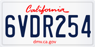 CA license plate 6VDR254