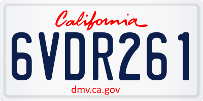 CA license plate 6VDR261