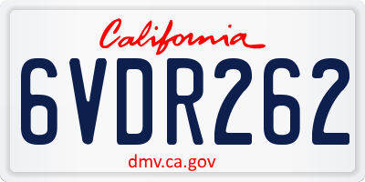 CA license plate 6VDR262