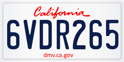 CA license plate 6VDR265