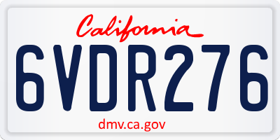 CA license plate 6VDR276