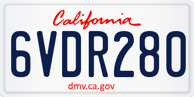 CA license plate 6VDR280