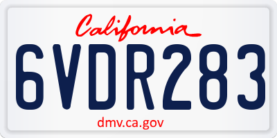 CA license plate 6VDR283