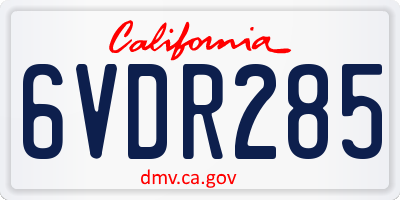 CA license plate 6VDR285