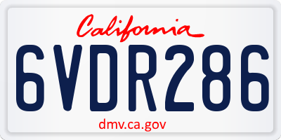 CA license plate 6VDR286