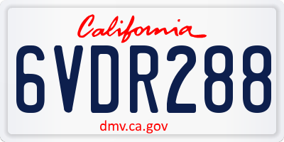 CA license plate 6VDR288
