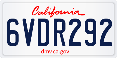 CA license plate 6VDR292