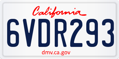 CA license plate 6VDR293