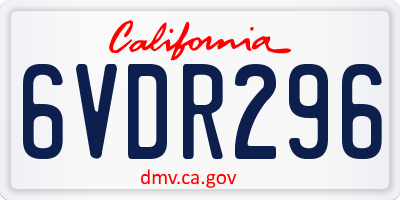 CA license plate 6VDR296