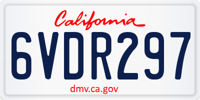 CA license plate 6VDR297