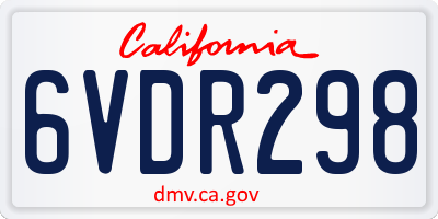 CA license plate 6VDR298