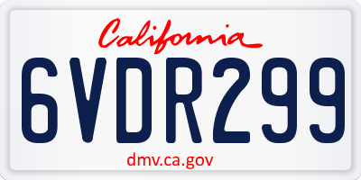 CA license plate 6VDR299
