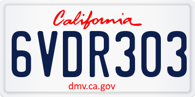 CA license plate 6VDR303