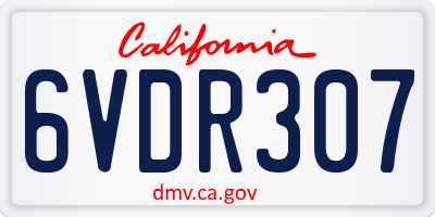 CA license plate 6VDR307