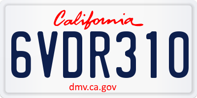 CA license plate 6VDR310