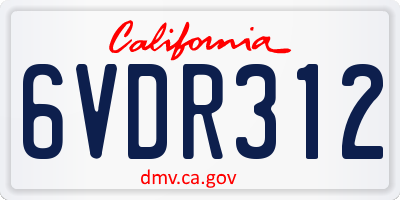CA license plate 6VDR312
