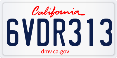 CA license plate 6VDR313