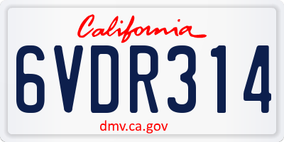 CA license plate 6VDR314