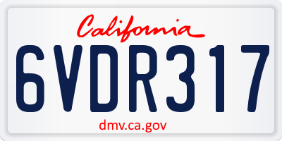 CA license plate 6VDR317