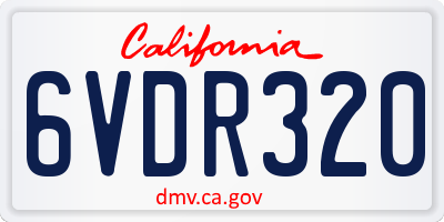 CA license plate 6VDR320
