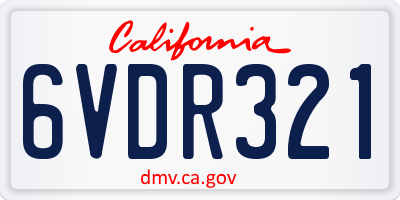 CA license plate 6VDR321