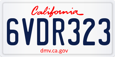 CA license plate 6VDR323