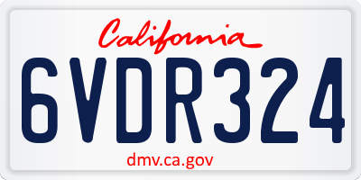 CA license plate 6VDR324
